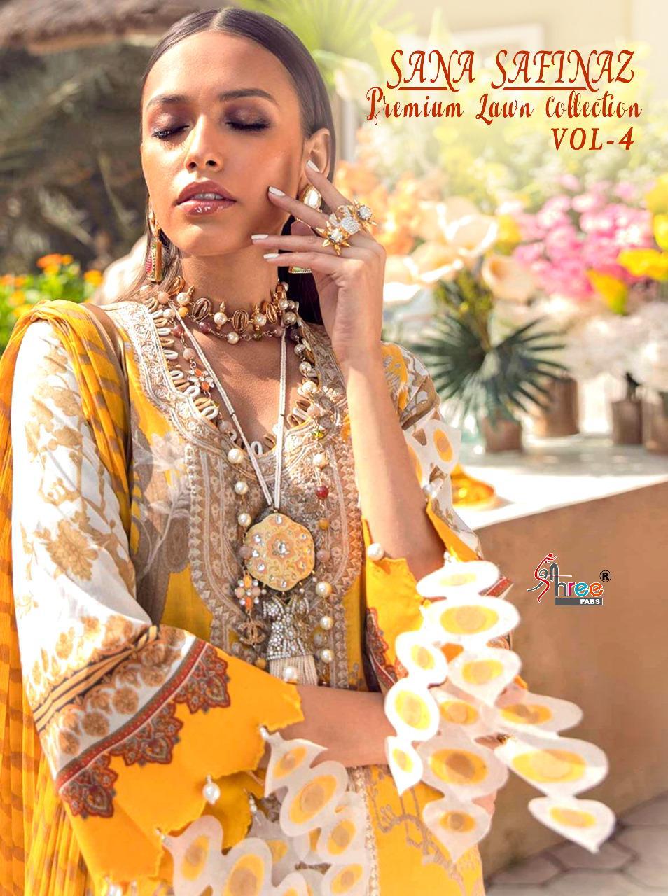 shree fab sana safinaz premium lawn collection vol 4 cotton salwar suit with siffon dupatta catalog