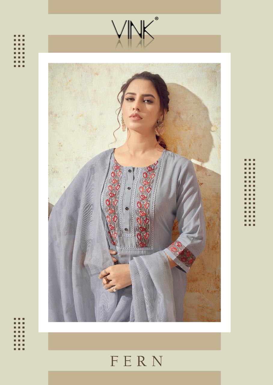 vink fern cotton new and modern style kurta with pant and dupatta catalog