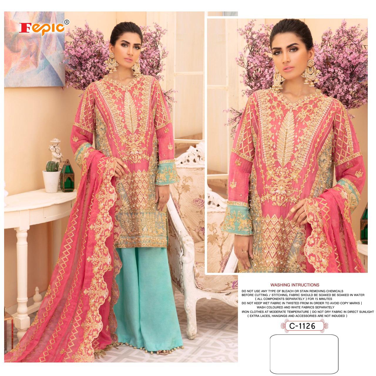 fepic rosemeen d no c 1126 georgette regal look salwar suit single