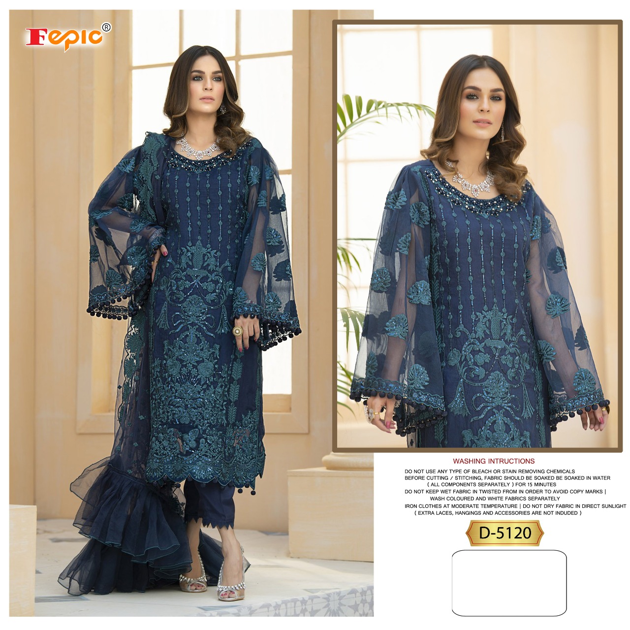 fepic rosemeen d 5120 net heavy embroidered astonishing look salwar suit single