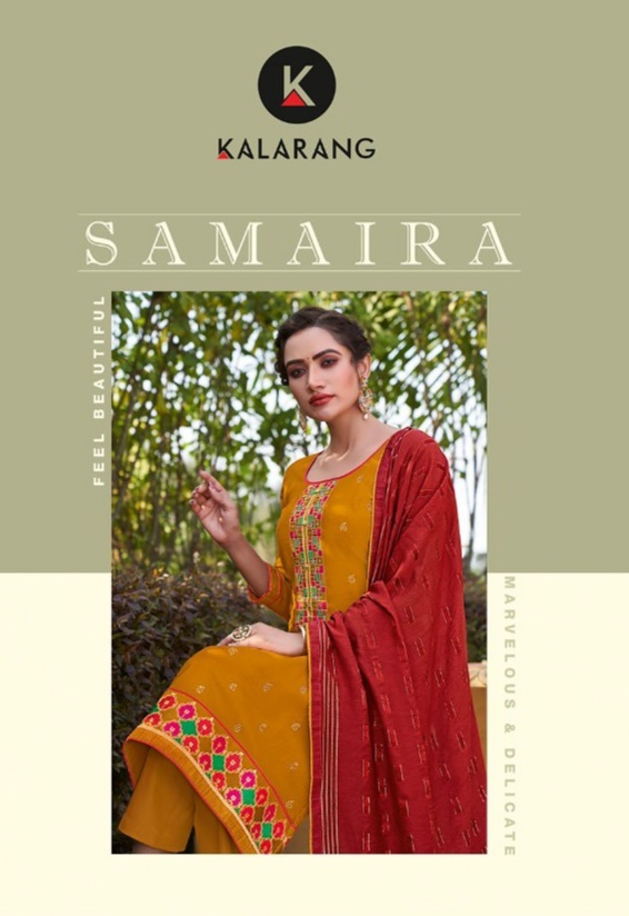 kalarang samaira jam silk cotton innovative look salwar suit catalog