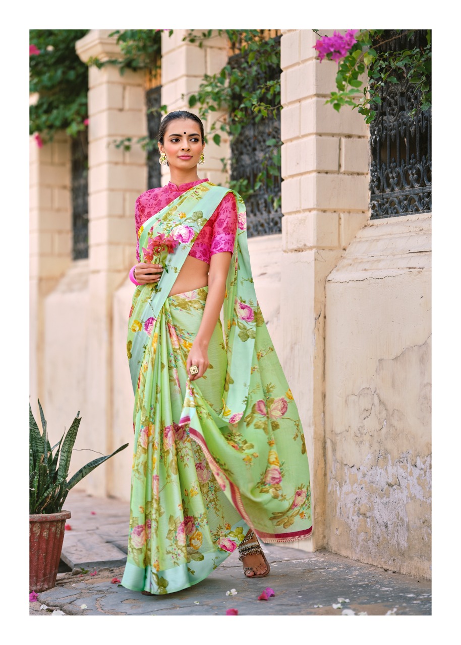 lt kashvi creation chitrangana Moss Satin Patta gorgeous look saree catalog