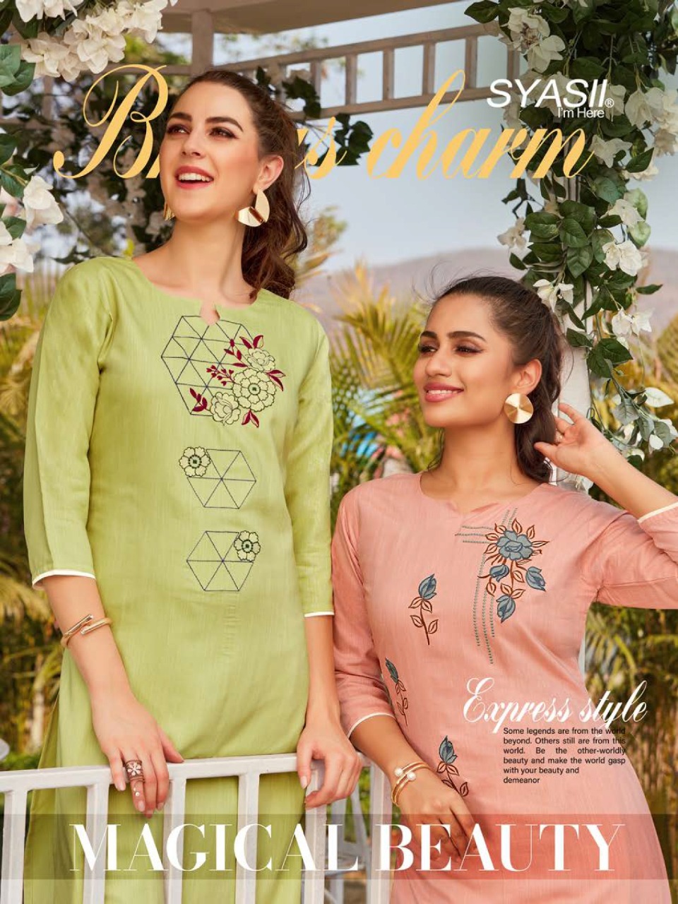 syasii magical beauty rayon decent embroidary look kurti with bottom catalog