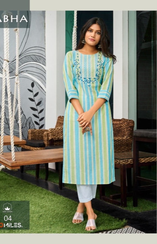 100 miles abha cotton  graceful look kurti catalog