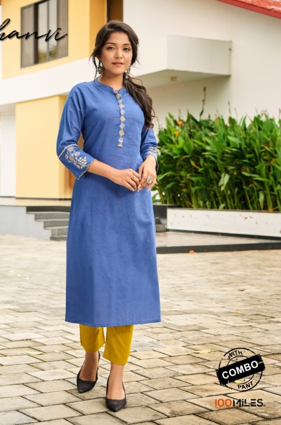 100 Milles jhanvi cotton new and modern style kurti with combo pant catalog