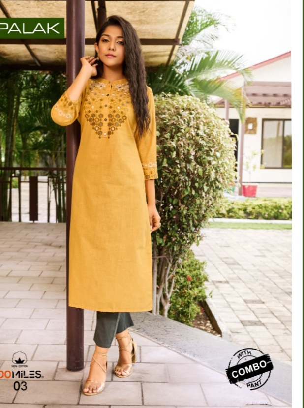 100 Milles palak linen new and modern style kurti with combo pant catalog