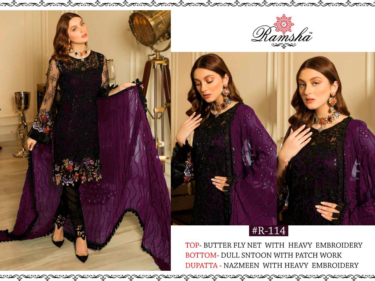 Ramsha R-114 Purple Salwar Kameez Net Singles