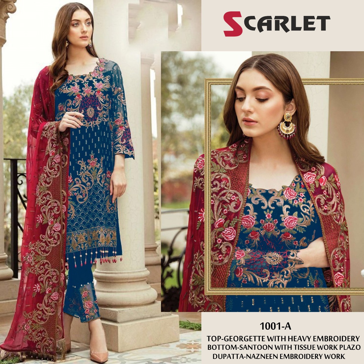 scarlet 1001 a georgget regal look salwar suit single