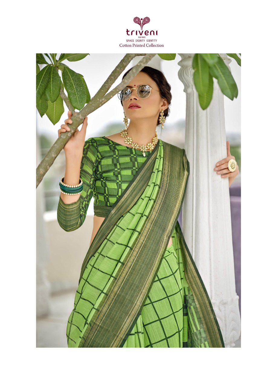 triveni sarees wings cotton exclusive print saree catalog