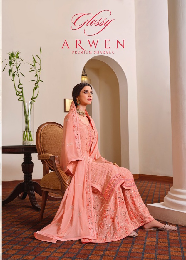 glossy arwen chinon festive look sharara catalog OLD