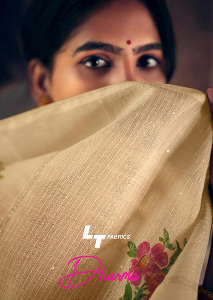 lt kashvi creation dharma linen beautiful print saree catalog