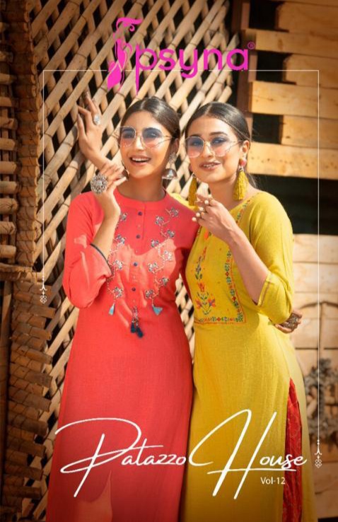 psyna palazzo house vol 12 rayon Beautiful look kurti with bottom catalog