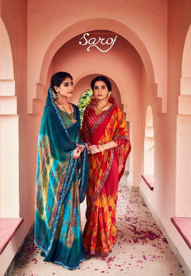 saroj mishita georgette elegant saree catalog