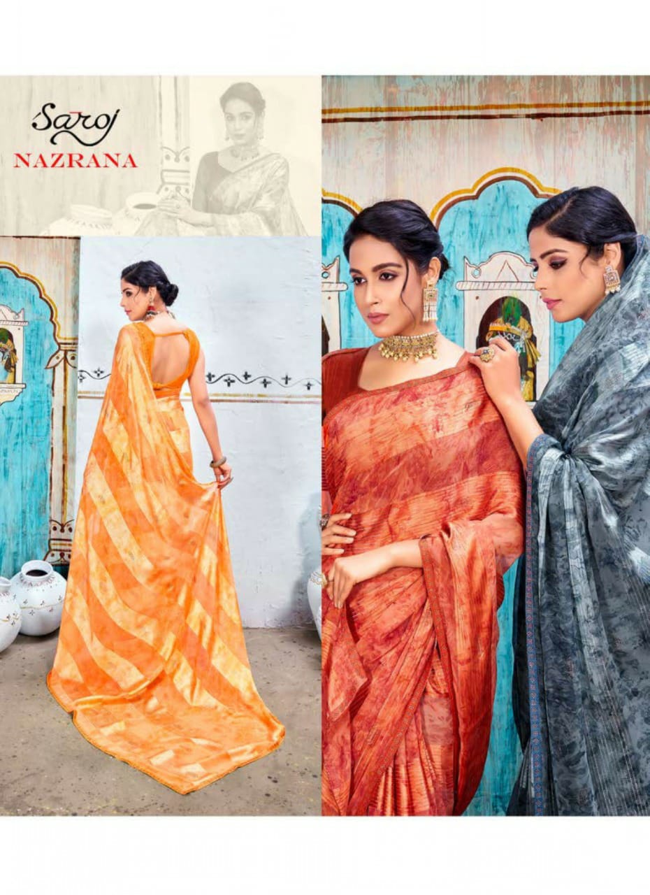 saroj Nazarana satin regal look saree catalog