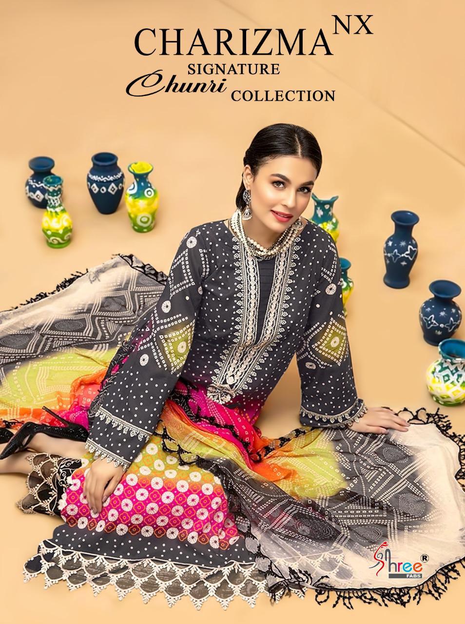 shree fab charisma signature chunari collection nx cotton regal look salwar suit cotton dupatta catalog