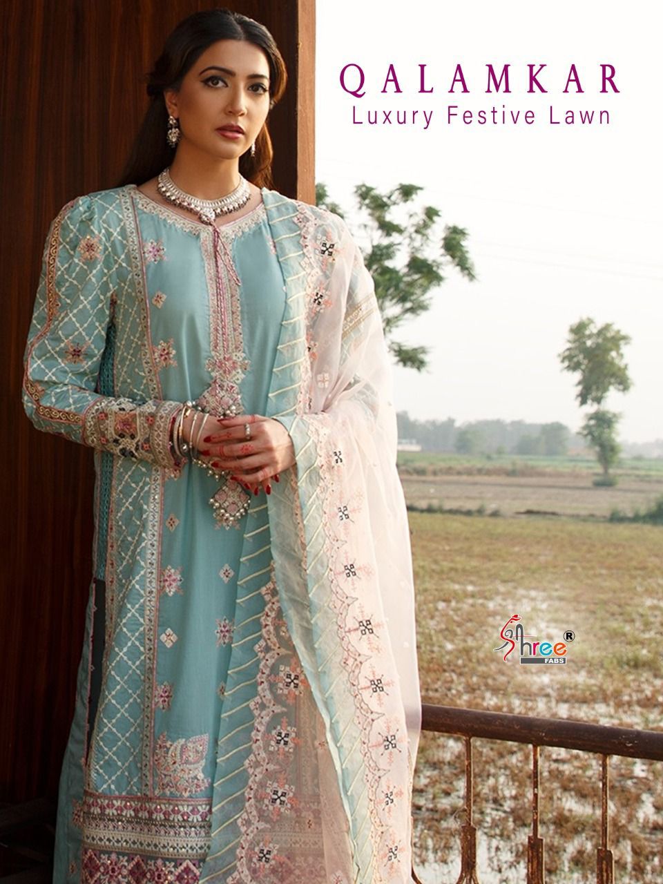 shree fab qalamkar luxury festiwal lawn pure lawn authentic fabrics salwar suit catalog