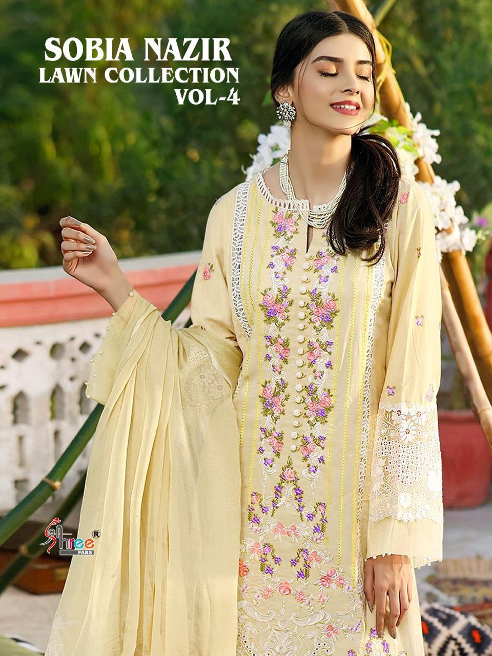 shree fab Sobia Nazir lawn collection vol 4 pure lawn cotton innovative look salwar suit  catalog