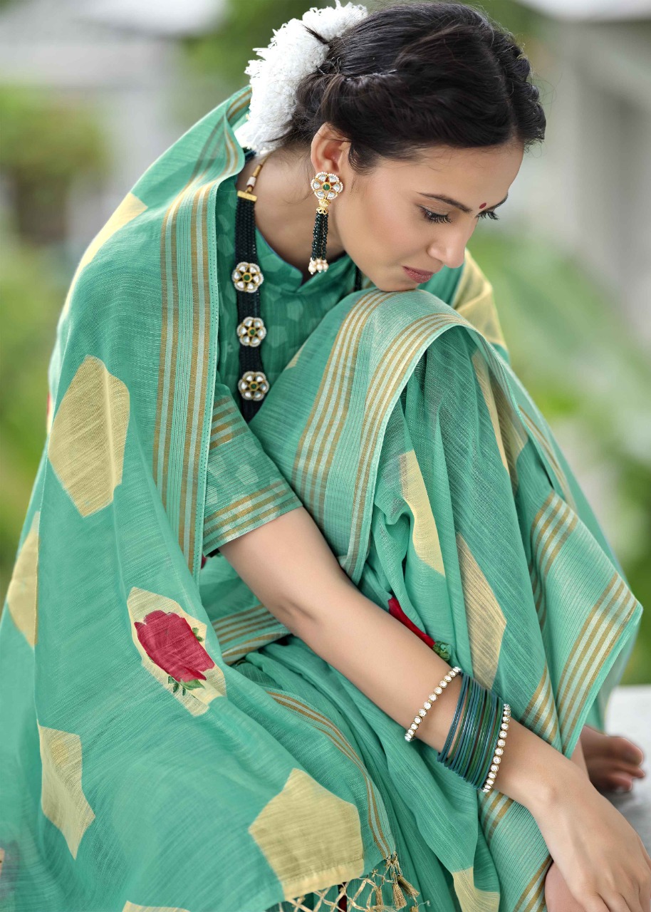 triveni sarees rangun cotton gorgeous look saree catalog