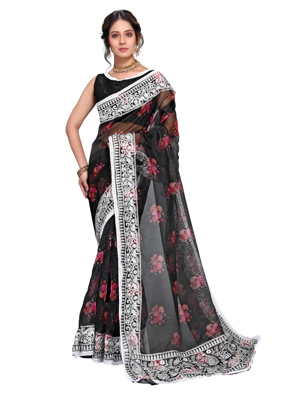 vivera international slyvie organza  decent look saree catalog