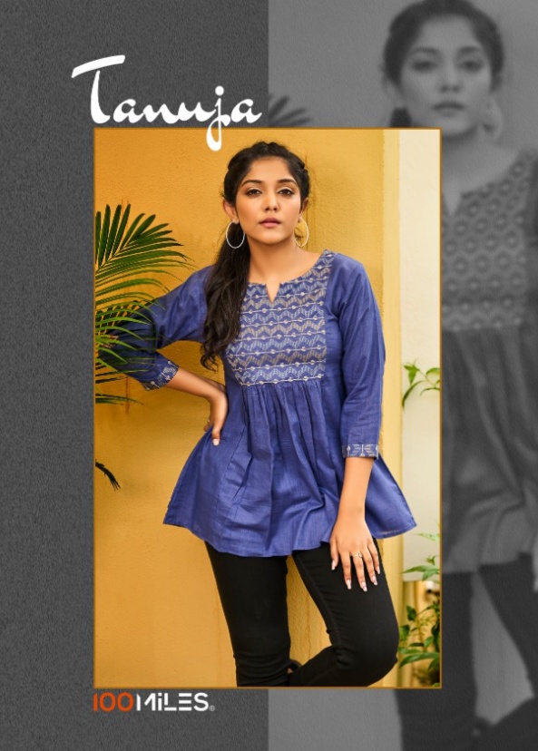 100 miles tanuja cotton graceful look short kurti catalog