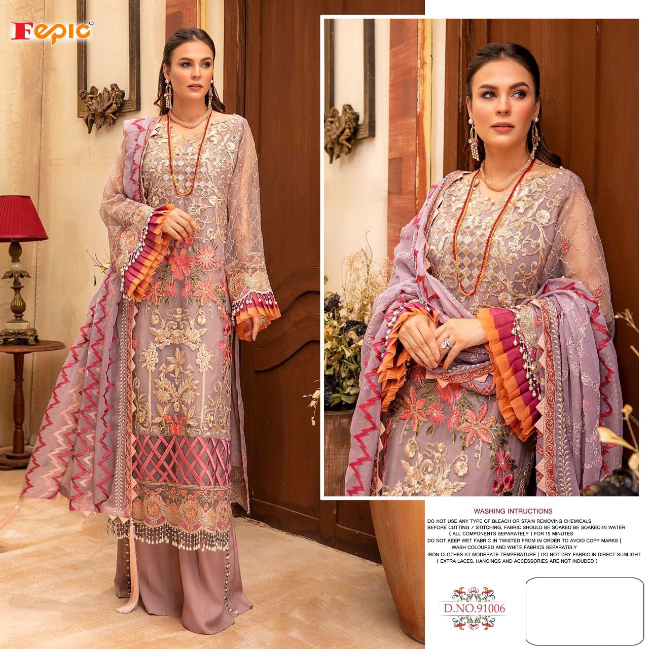 fepic rosemeen  91006 organza regal look salwar suit singale