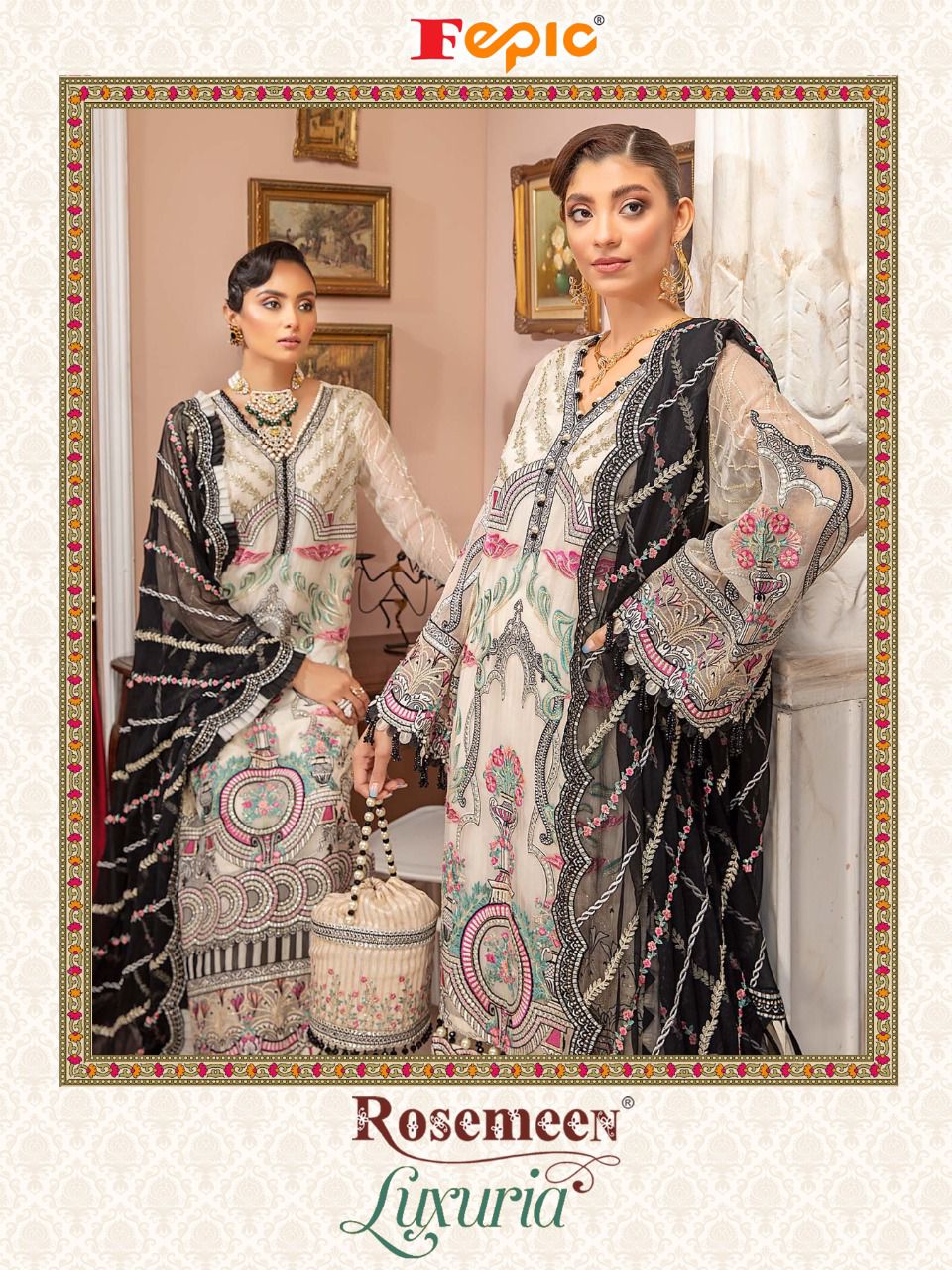 fepic rosemeen luxuria georgette regal look salwar suit catalog