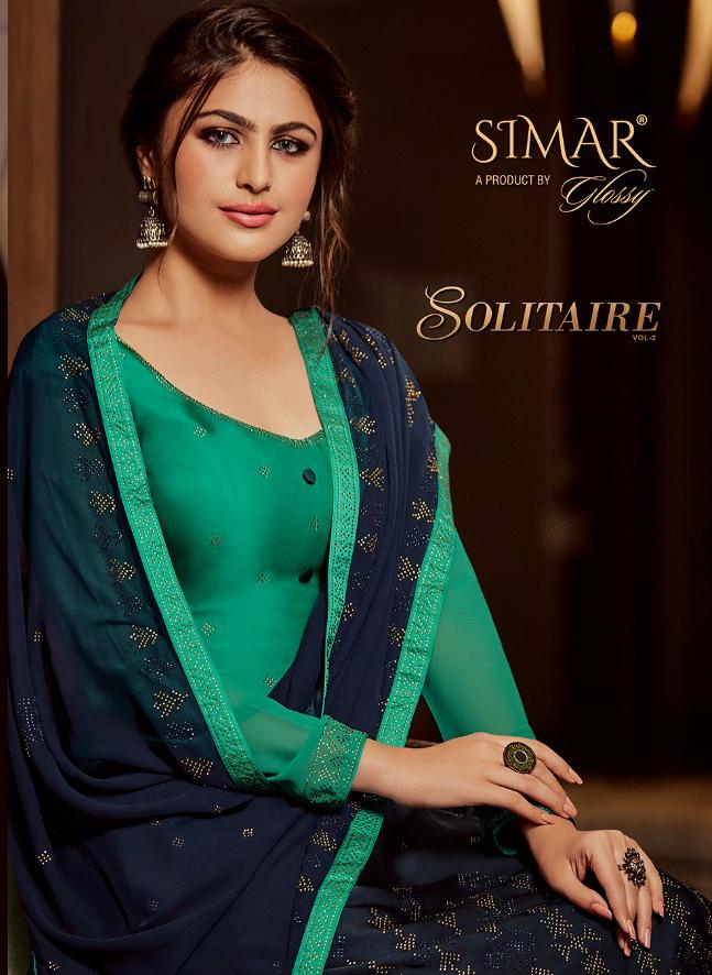 glossy solitaire georgette decent look salwar suit catalog