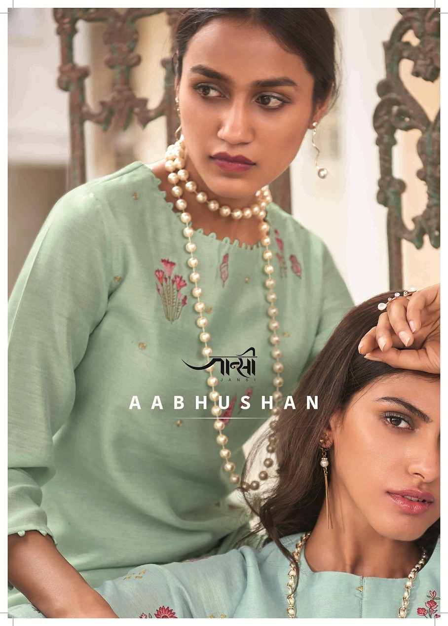 jansi aabhushan silk decent embroidary look kurti with bottom catalog