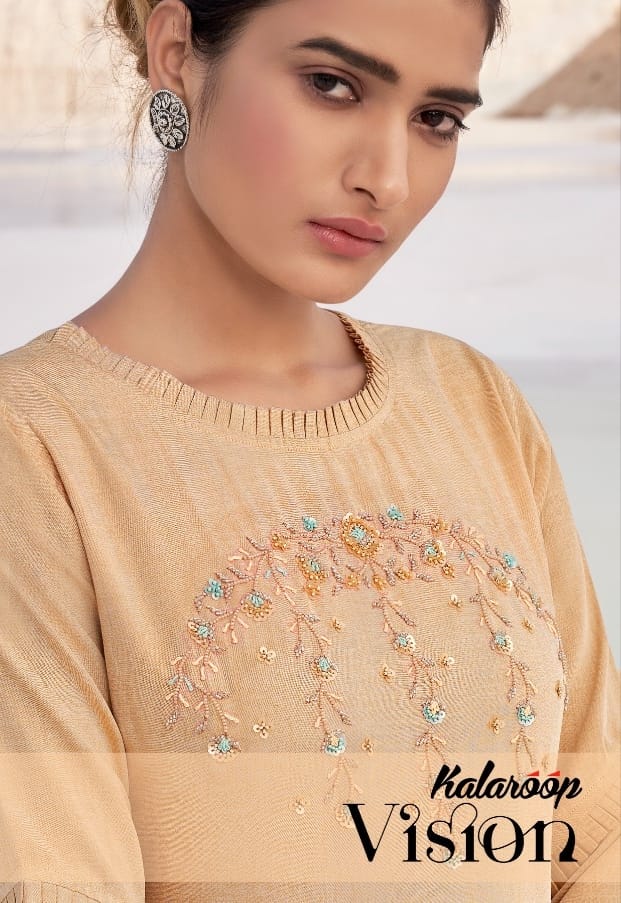 kalaroop by kajree Vision silk decent look kurti catalog