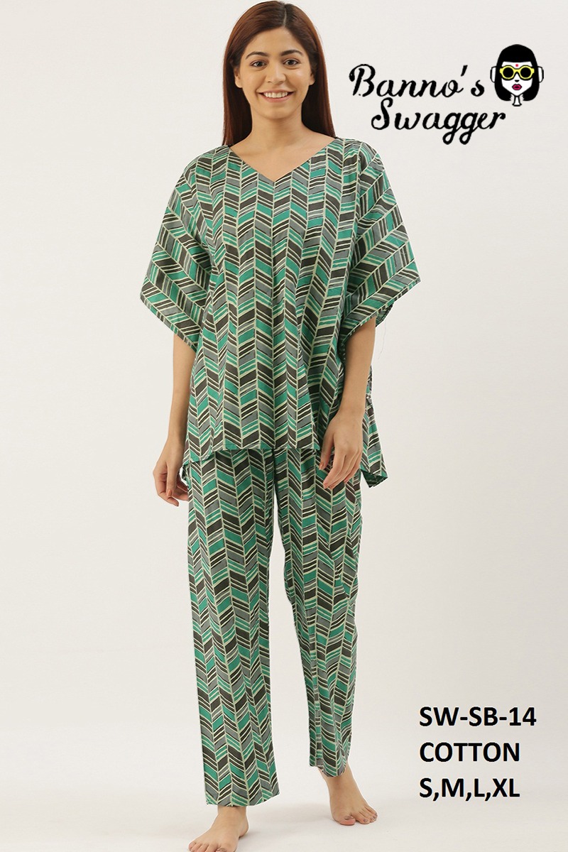 BANNOS SWAGGER kaftan pyjama cotton catchy look night dress catalog