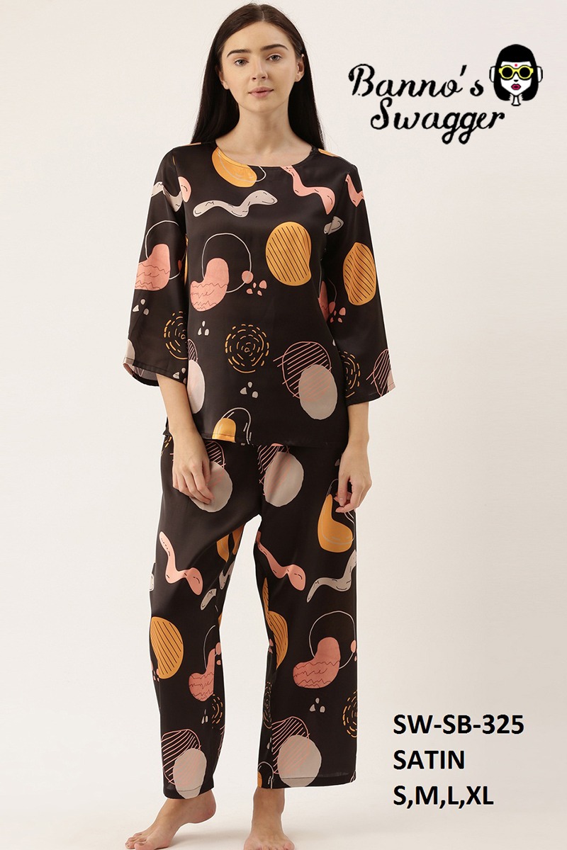 BANNOS SWAGGER pj set satin decent look night dress catalog