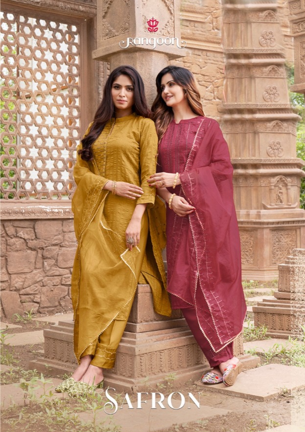 Kessi rangoon safron fancy silk catchy look kurti bottom with dupatta catalog