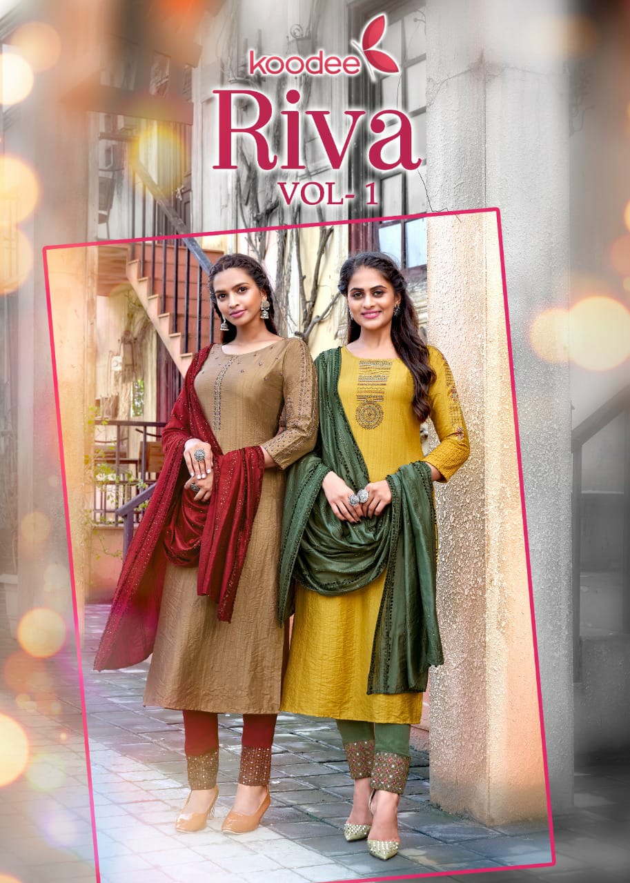 koodee riva vol 1 viscose regal look top with bottom and duppata catalog