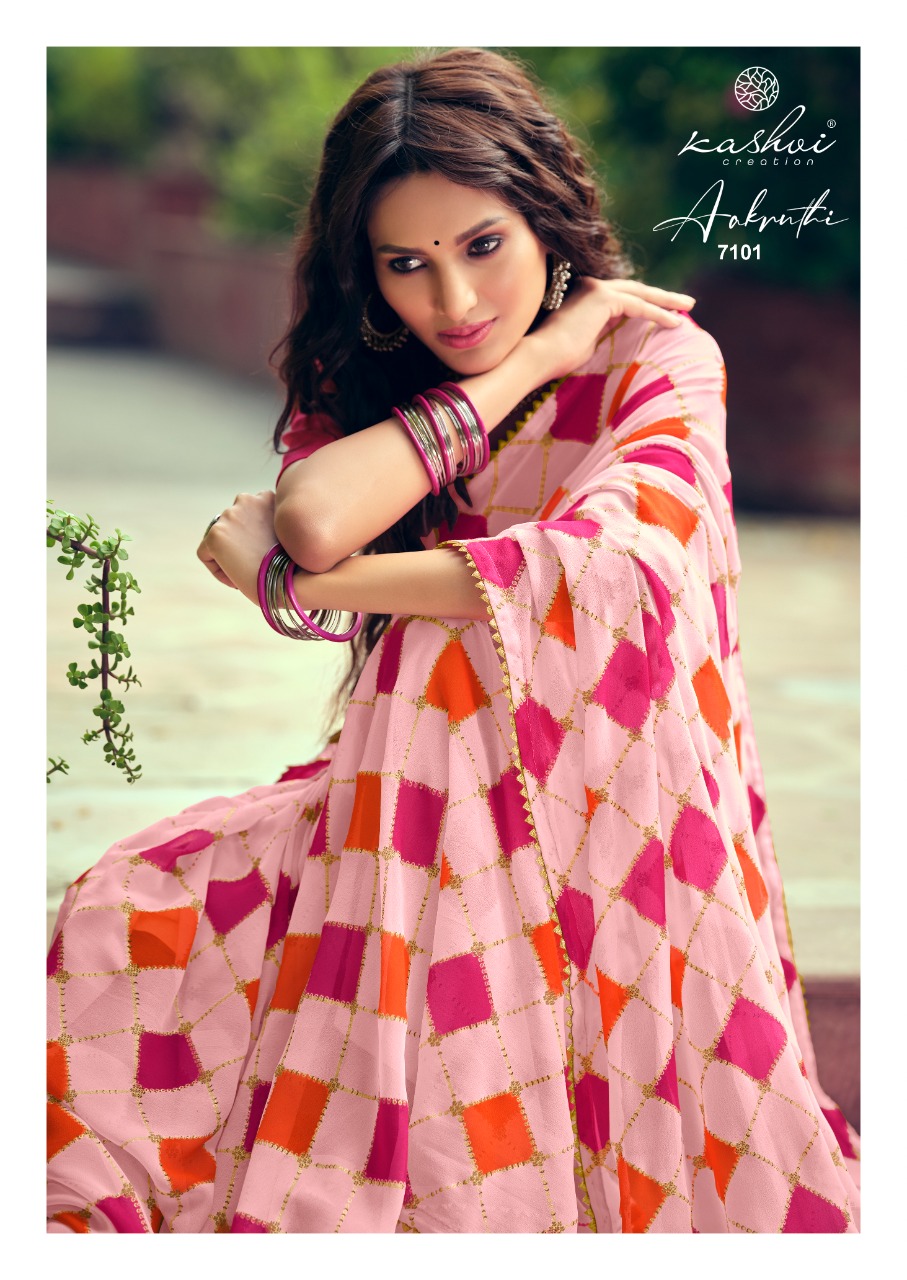 lt kashvi creation aakruthi georgette exclusive print saree catalog