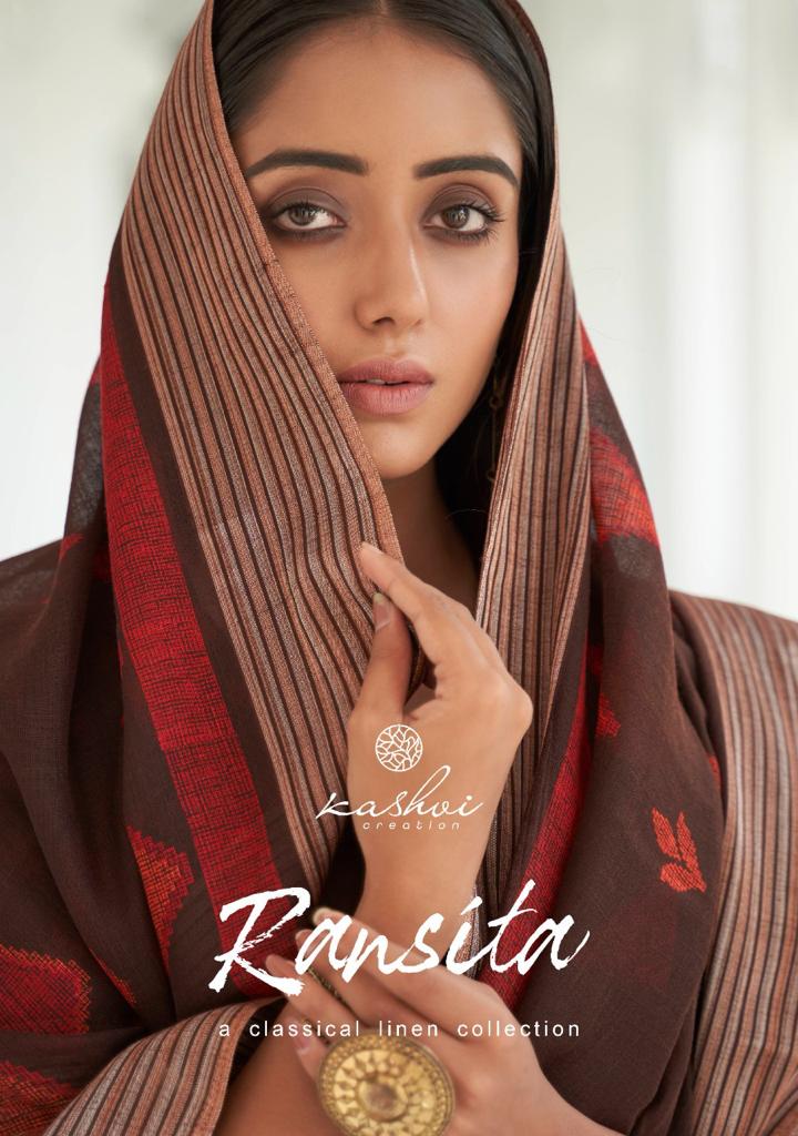 lt kashvi creation ransita linen astonishing saree catalog