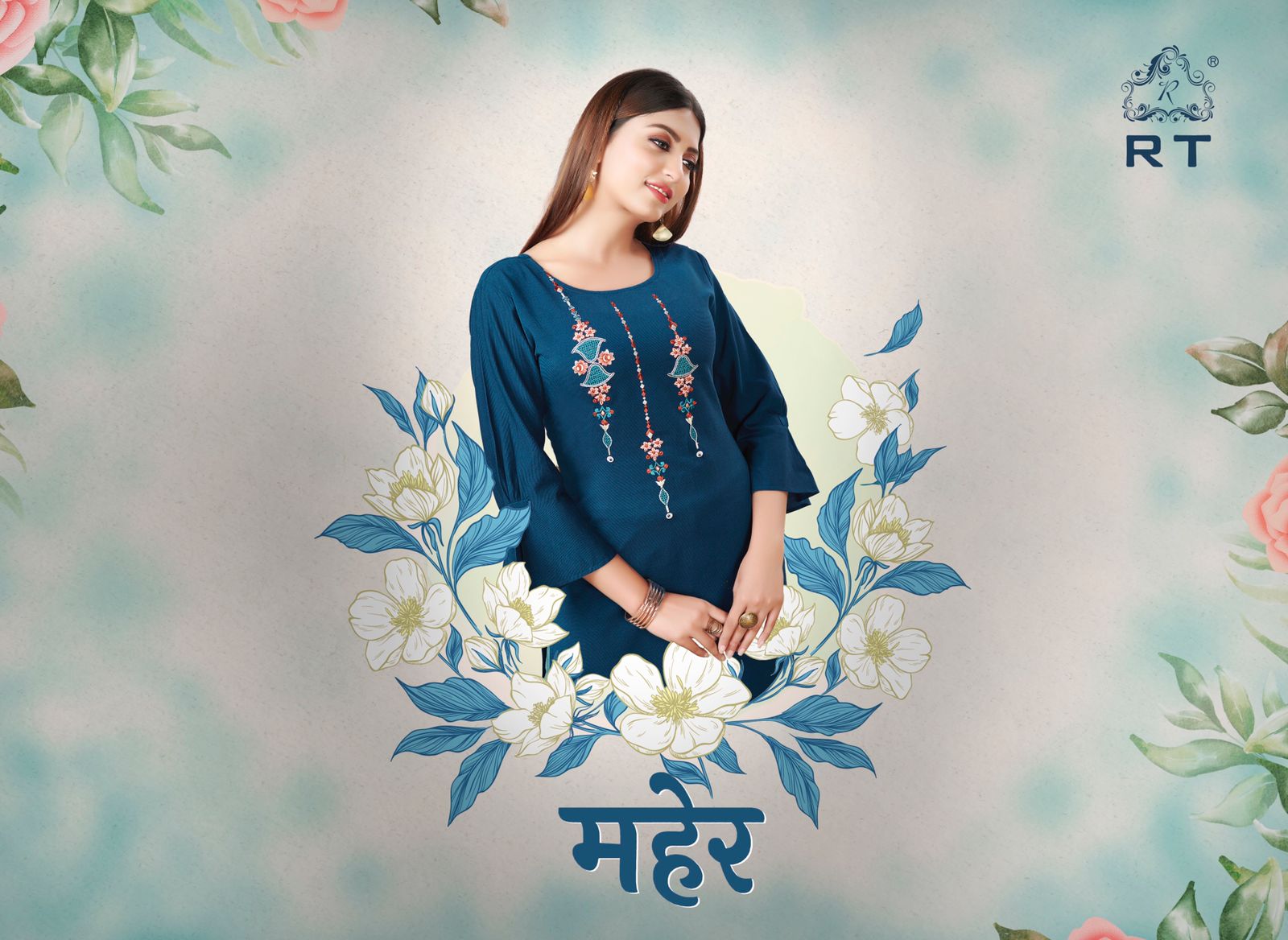 rijiya trends meher viscose new and modern style kurti with pant catalog