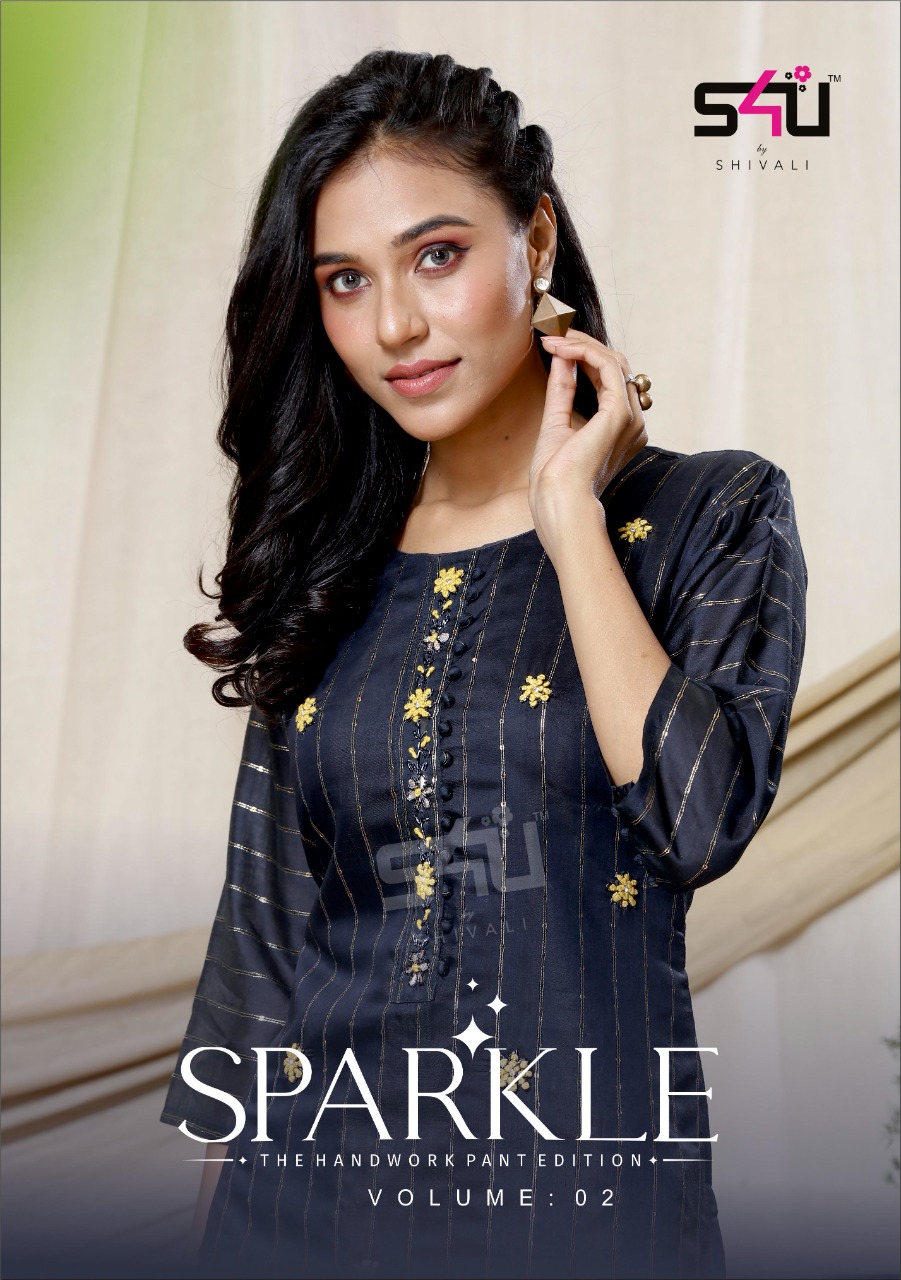 s4u sparkle 02 lurex  classic trendy look kurti catalog