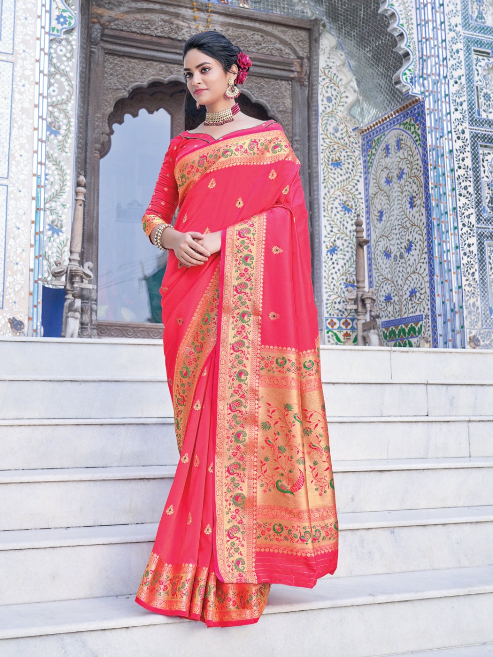 sangam prints adishree silk silk festive look saree catalog