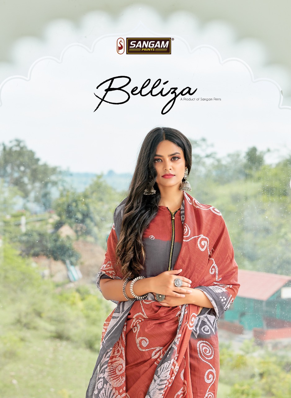 sangam prints Belliza cotton attractive fancy print saree catalog