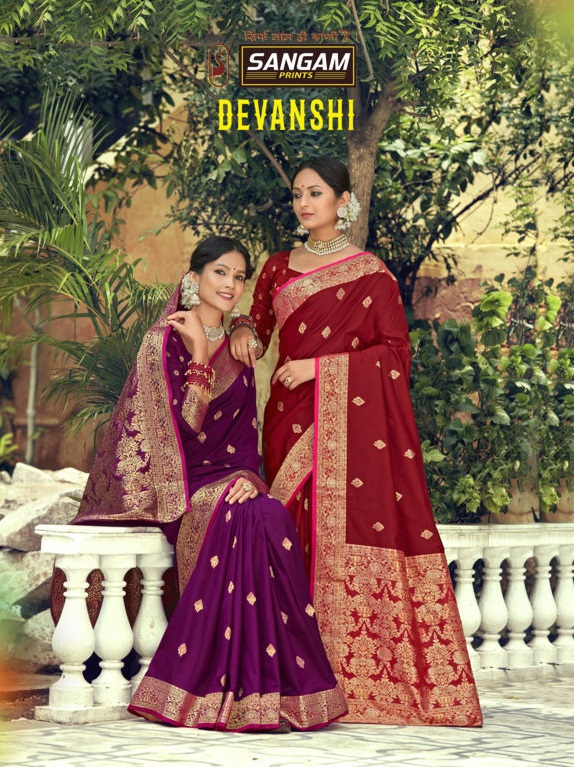 sangam prints devanshi silk festive look saree catalog