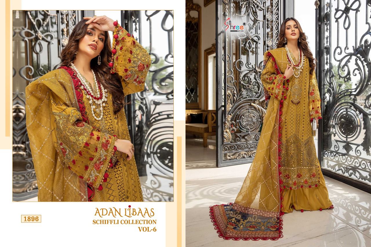 shree fab adan libaas schiffli collection vol 6 pure lawn cotton authentic fabrics salwar suit singal