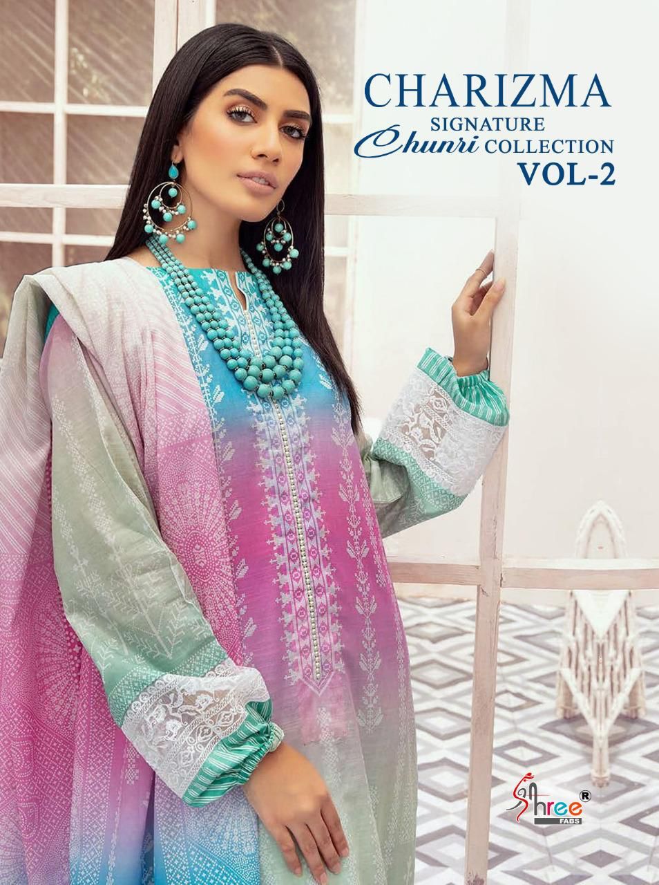 shree fab charisma signature chunari collection vol 2 cotton reagal look salwar suit cotton dupatta catalog