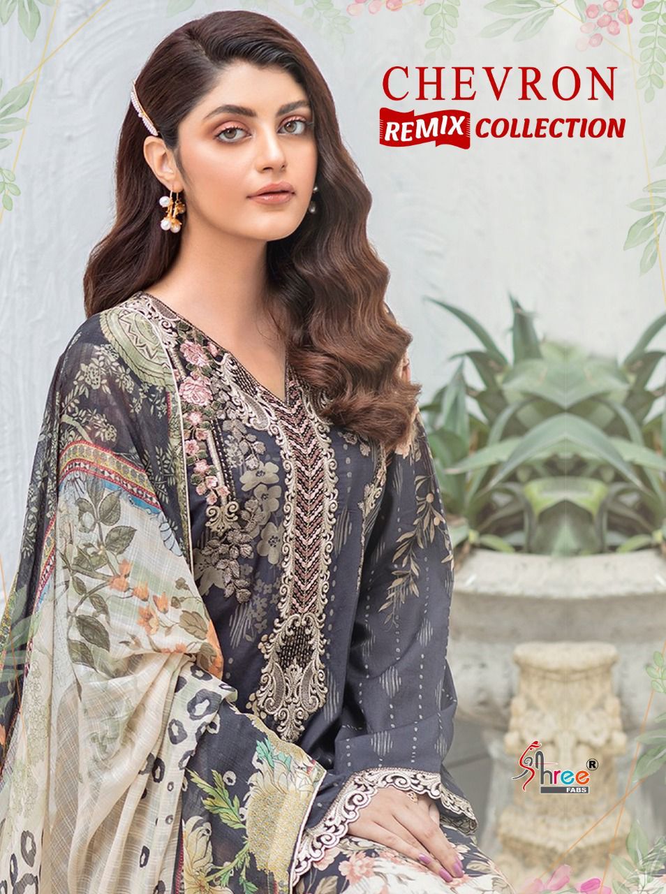 shree fab chevron remix collection lawn cotton regal print salwar suit with cotton dupatta catalog