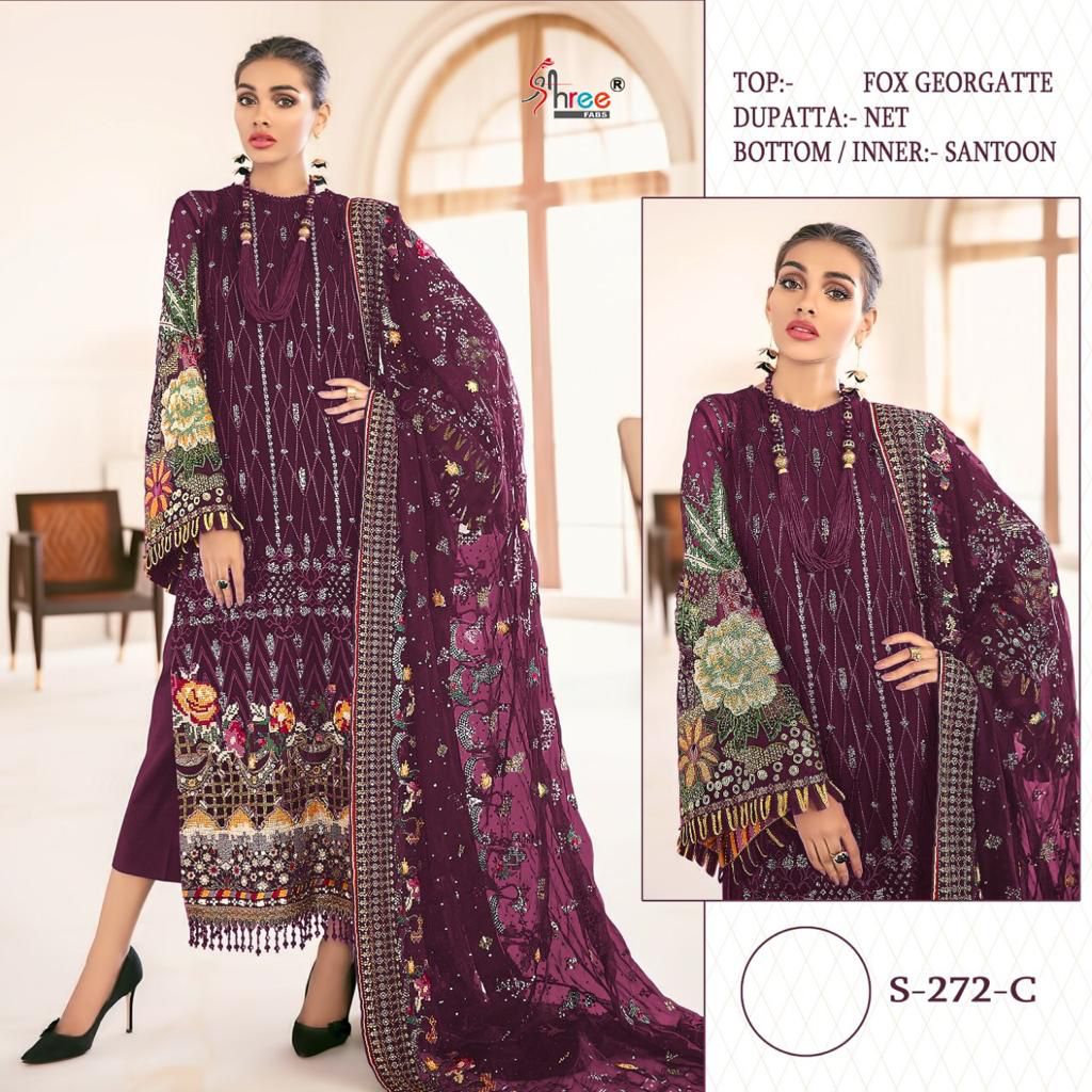 shree fab S 272 C  Salwar Kameez Fox georgeete Singles