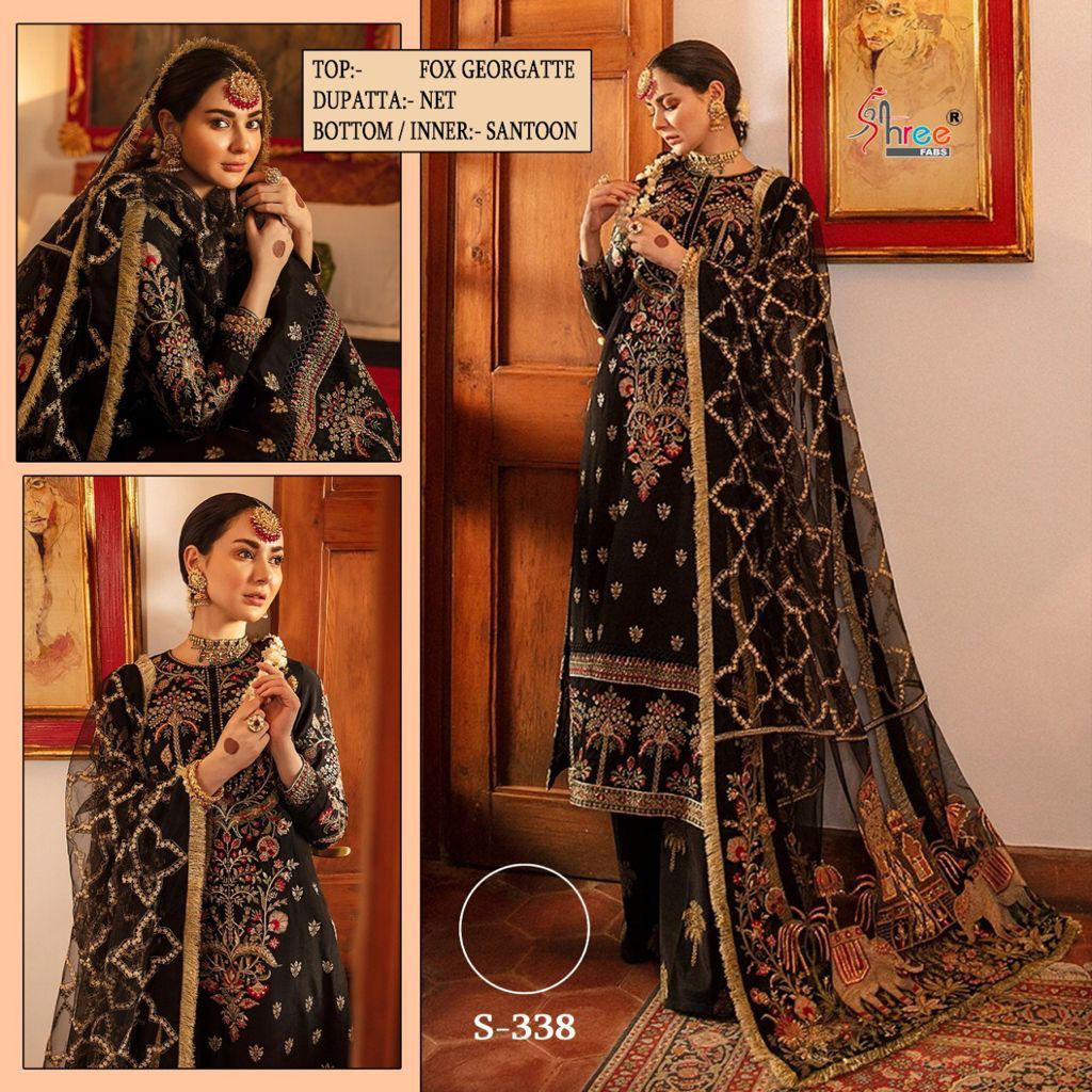 shree fab s 338 georrgatte elegant look slawar suit single