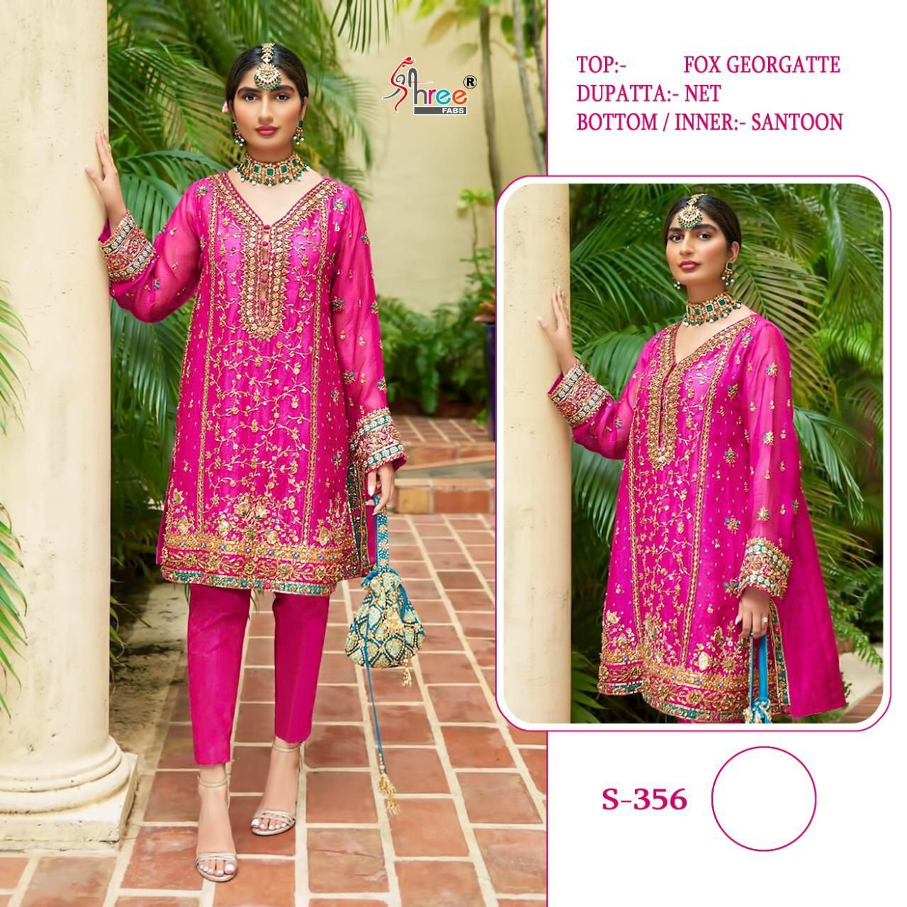 shree fab s 356 georrgatte elegant slawar suit single