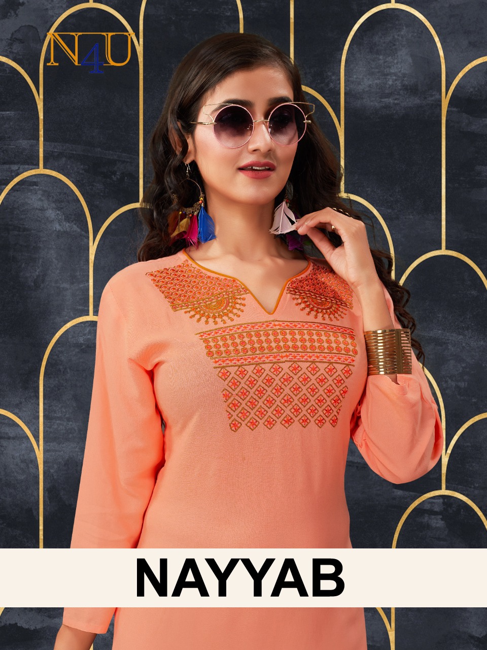 tunic house nayyab rayon graceful look kurti catalog