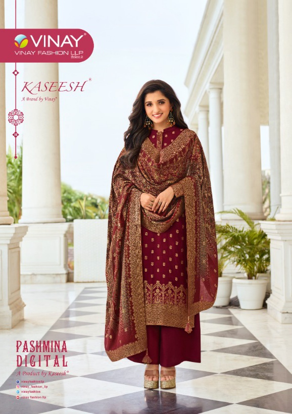 Vinay fashion kaseesh pashmina digital viscose pashmina festive look salwar suit catalog