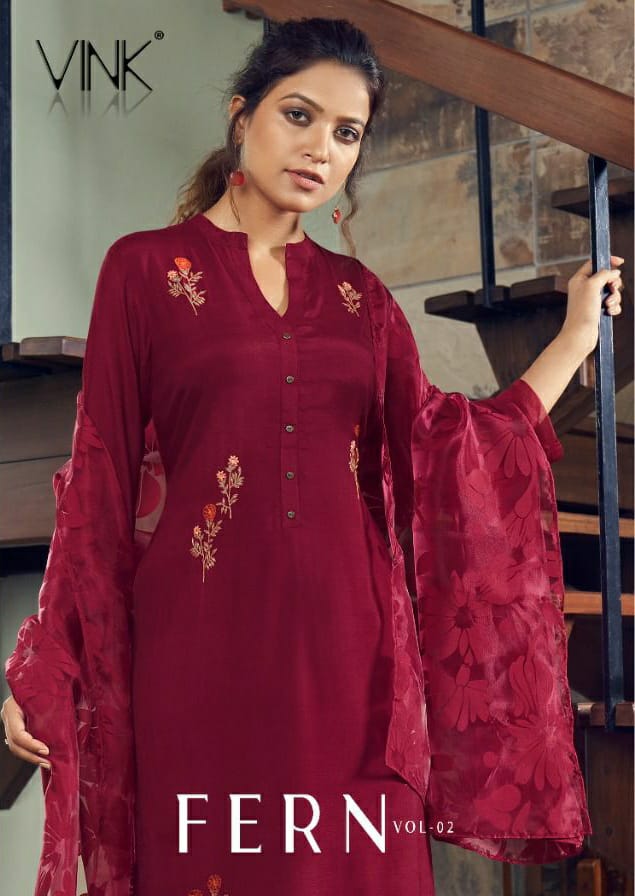 vink fern 2 viscose new and modern style kurta with pant and dupatta catalog