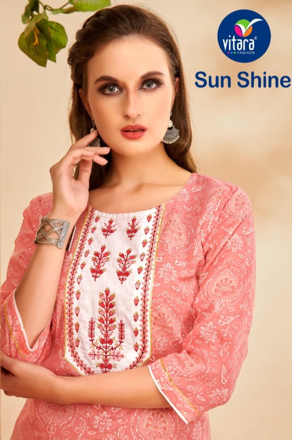 vitara fashion sunshine mul mul graceful look kurti with pant catalog